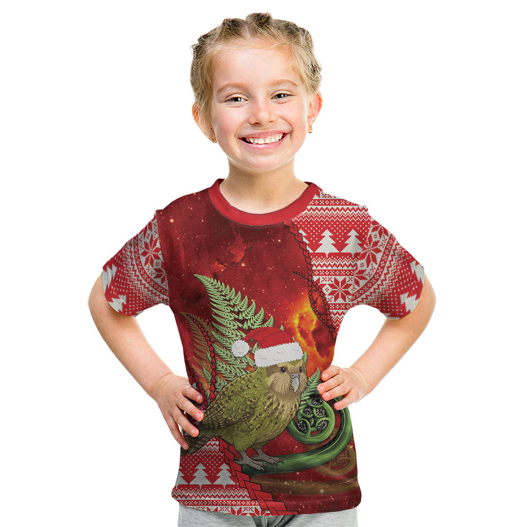 New Zealand Kakapo Christmas In July Kid T Shirt Silver Fern Santa Xmas Red Color LT22 Red - Polynesian Pride