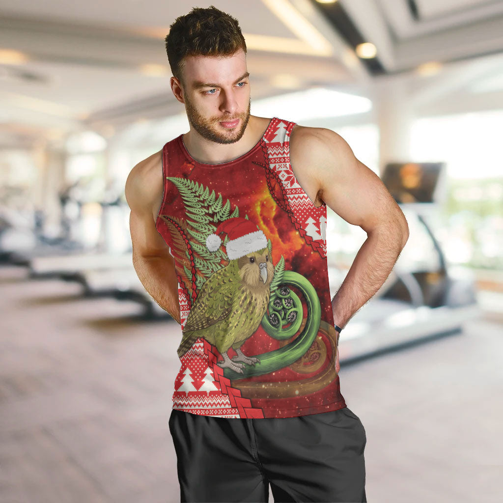 New Zealand Kakapo Christmas In July Men Tank Top Silver Fern Santa Xmas Red Color LT22 Red - Polynesian Pride