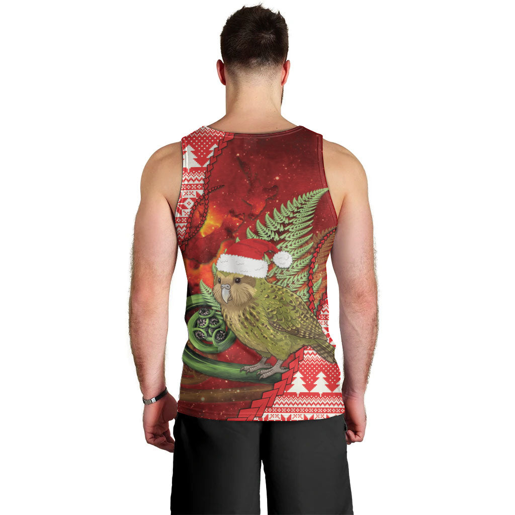 New Zealand Kakapo Christmas In July Men Tank Top Silver Fern Santa Xmas Red Color LT22 - Polynesian Pride