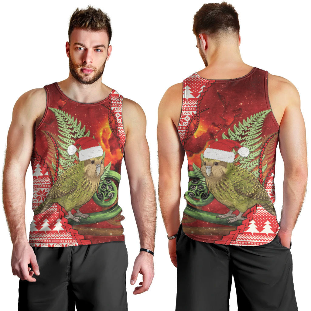 New Zealand Kakapo Christmas In July Men Tank Top Silver Fern Santa Xmas Red Color LT22 - Polynesian Pride
