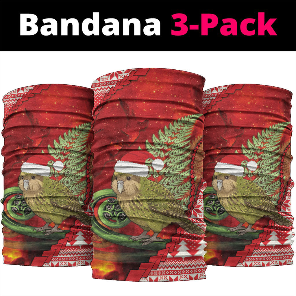 New Zealand Kakapo Christmas In July Neck Gaiter Silver Fern Santa Xmas Red Color LT22 package One Size: 25*50cm Red - Polynesian Pride