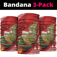 New Zealand Kakapo Christmas In July Neck Gaiter Silver Fern Santa Xmas Red Color LT22 package One Size: 25*50cm Red - Polynesian Pride