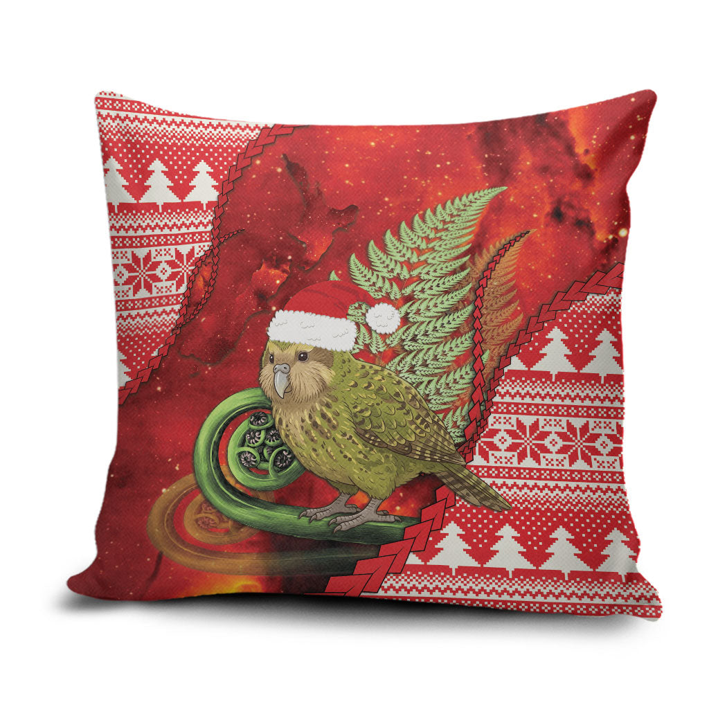 New Zealand Kakapo Christmas In July Pillow Cover Silver Fern Santa Xmas Red Color LT22 Red - Polynesian Pride