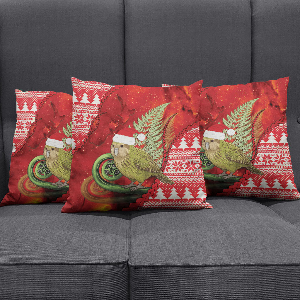 New Zealand Kakapo Christmas In July Pillow Cover Silver Fern Santa Xmas Red Color LT22 - Polynesian Pride