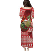 New Zealand Kakapo Christmas In July Puletasi Silver Fern Santa Xmas Red Color LT22 - Polynesian Pride