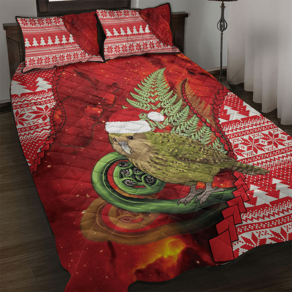 New Zealand Kakapo Christmas In July Quilt Bed Set Silver Fern Santa Xmas Red Color LT22 Red - Polynesian Pride