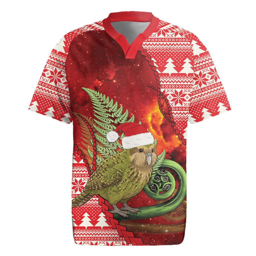 New Zealand Kakapo Christmas In July Rugby Jersey Silver Fern Santa Xmas Red Color LT22 Red - Polynesian Pride