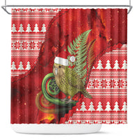 New Zealand Kakapo Christmas In July Shower Curtain Silver Fern Santa Xmas Red Color LT22 Red - Polynesian Pride