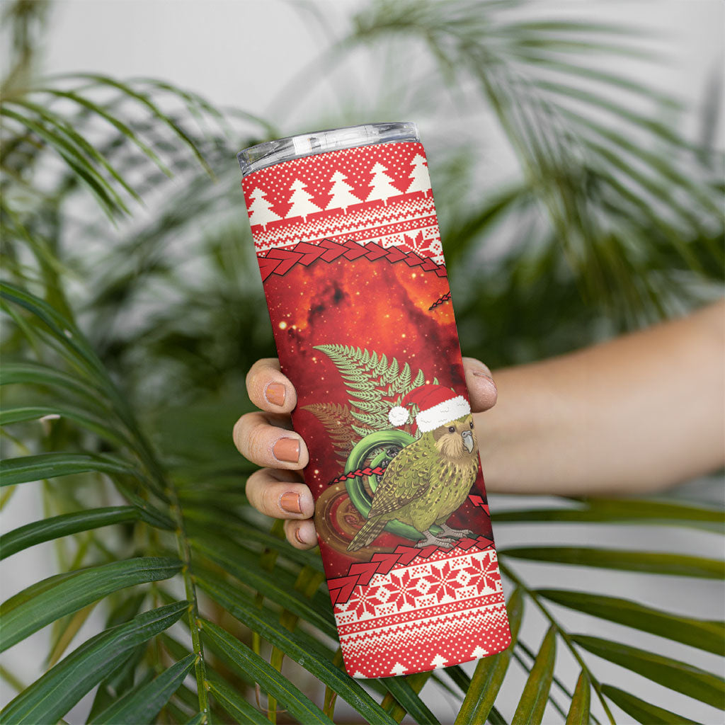 New Zealand Kakapo Christmas In July Skinny Tumbler Silver Fern Santa Xmas Red Color LT22 - Polynesian Pride