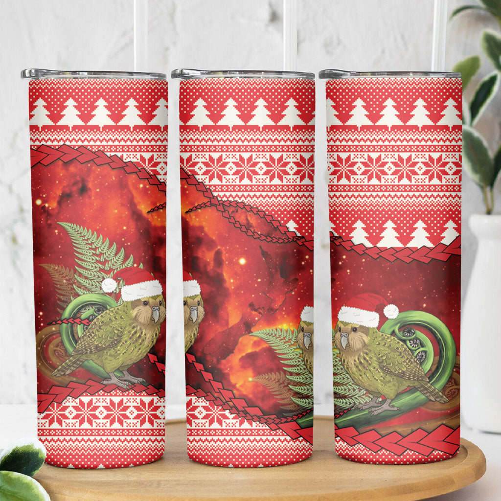 New Zealand Kakapo Christmas In July Skinny Tumbler Silver Fern Santa Xmas Red Color LT22 - Polynesian Pride