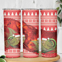 New Zealand Kakapo Christmas In July Skinny Tumbler Silver Fern Santa Xmas Red Color LT22 - Polynesian Pride