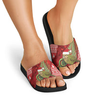 New Zealand Kakapo Christmas In July Slide Sandals Silver Fern Santa Xmas Red Color LT22 - Polynesian Pride