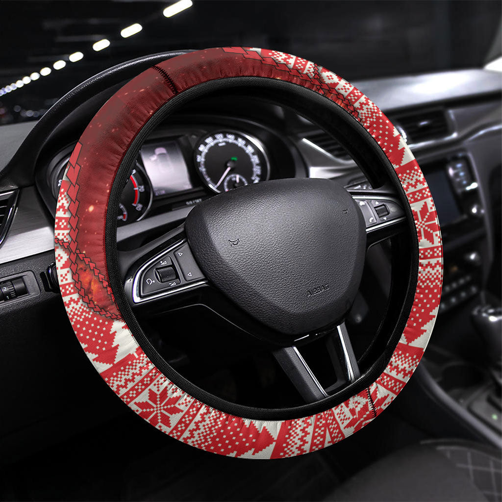 New Zealand Kakapo Christmas In July Steering Wheel Cover Silver Fern Santa Xmas Red Color LT22 Universal Fit Red - Polynesian Pride