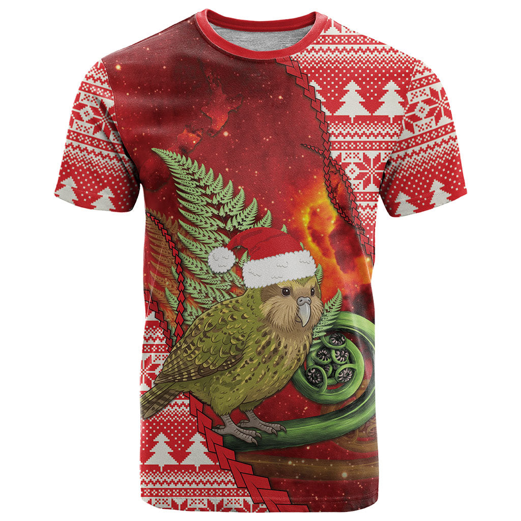New Zealand Kakapo Christmas In July T Shirt Silver Fern Santa Xmas Red Color LT22 Red - Polynesian Pride