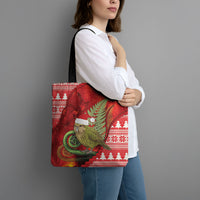 New Zealand Kakapo Christmas In July Tote Bag Silver Fern Santa Xmas Red Color LT22 - Polynesian Pride