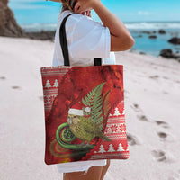 New Zealand Kakapo Christmas In July Tote Bag Silver Fern Santa Xmas Red Color LT22 - Polynesian Pride