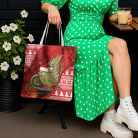 New Zealand Kakapo Christmas In July Tote Bag Silver Fern Santa Xmas Red Color LT22 - Polynesian Pride