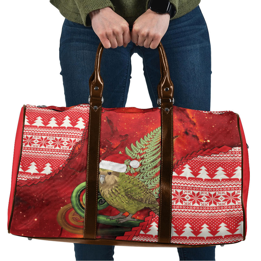 New Zealand Kakapo Christmas In July Travel Bag Silver Fern Santa Xmas Red Color LT22 Red - Polynesian Pride