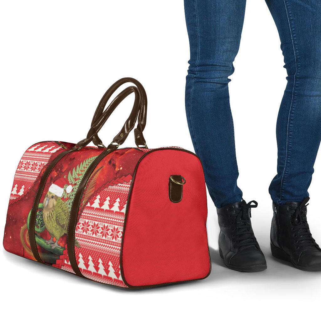 New Zealand Kakapo Christmas In July Travel Bag Silver Fern Santa Xmas Red Color