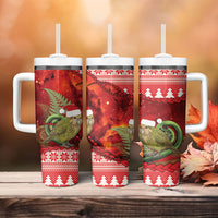 New Zealand Kakapo Christmas In July Tumbler With Handle Silver Fern Santa Xmas Red Color LT22 - Polynesian Pride