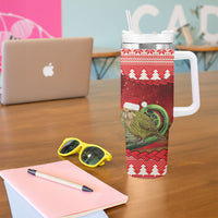 New Zealand Kakapo Christmas In July Tumbler With Handle Silver Fern Santa Xmas Red Color LT22 - Polynesian Pride