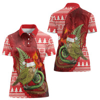 New Zealand Kakapo Christmas In July Women Polo Shirt Silver Fern Santa Xmas Red Color