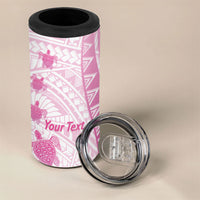 Breast Cancer Awareness Personalised 4 in 1 Can Cooler Tumbler Pink Ribbon Turtle Polynesian Pattern White LT22 - Polynesian Pride