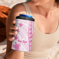Breast Cancer Awareness Personalised 4 in 1 Can Cooler Tumbler Pink Ribbon Turtle Polynesian Pattern White LT22 - Polynesian Pride