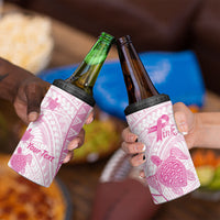 Breast Cancer Awareness Personalised 4 in 1 Can Cooler Tumbler Pink Ribbon Turtle Polynesian Pattern White LT22 - Polynesian Pride