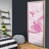 Breast Cancer Awareness Personalised Door Cover Pink Ribbon Turtle Polynesian Pattern White