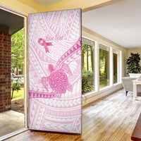 Breast Cancer Awareness Personalised Door Cover Pink Ribbon Turtle Polynesian Pattern White