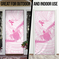 Breast Cancer Awareness Personalised Door Cover Pink Ribbon Turtle Polynesian Pattern White