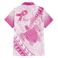 Breast Cancer Awareness Personalised Family Matching Off The Shoulder Long Sleeve Dress and Hawaiian Shirt Pink Ribbon Turtle Polynesian Pattern White LT22 - Polynesian Pride