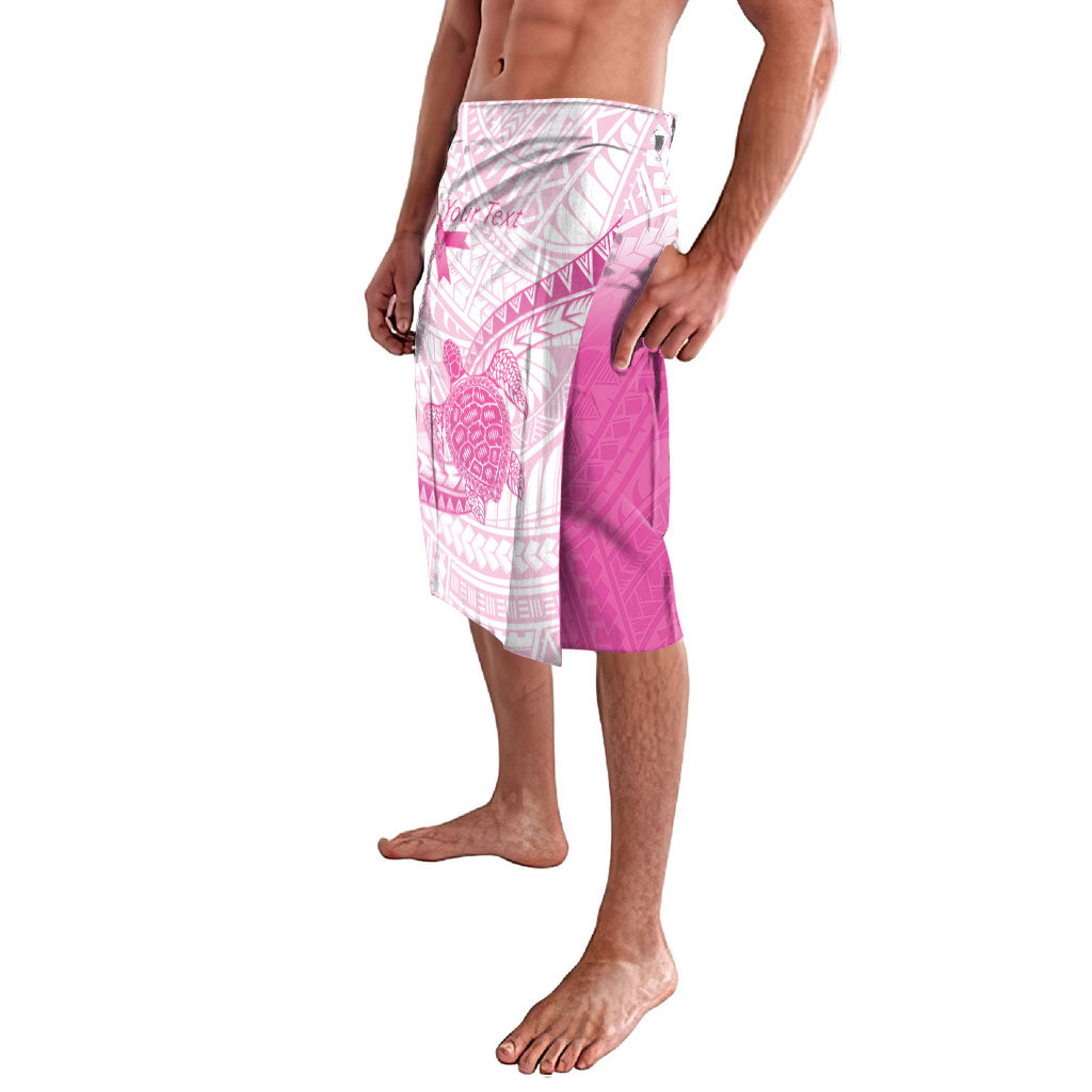 Breast Cancer Awareness Personalised Lavalava Pink Ribbon Turtle Polynesian Pattern White