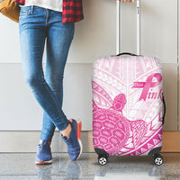 Breast Cancer Awareness Luggage Cover Pink Ribbon Turtle Polynesian Pattern White LT22 - Polynesian Pride