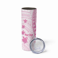 Breast Cancer Awareness Personalised Skinny Tumbler Pink Ribbon Turtle Polynesian Pattern White LT22 - Polynesian Pride