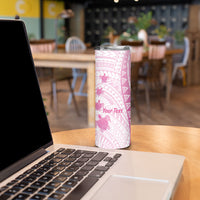 Breast Cancer Awareness Personalised Skinny Tumbler Pink Ribbon Turtle Polynesian Pattern White LT22 - Polynesian Pride