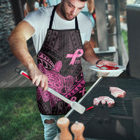 Breast Cancer Awareness Apron Pink Ribbon Turtle Polynesian Pattern Black