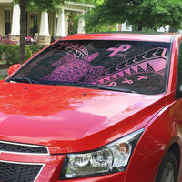 Breast Cancer Awareness Auto Sun Shade Pink Ribbon Turtle Polynesian Pattern Black
