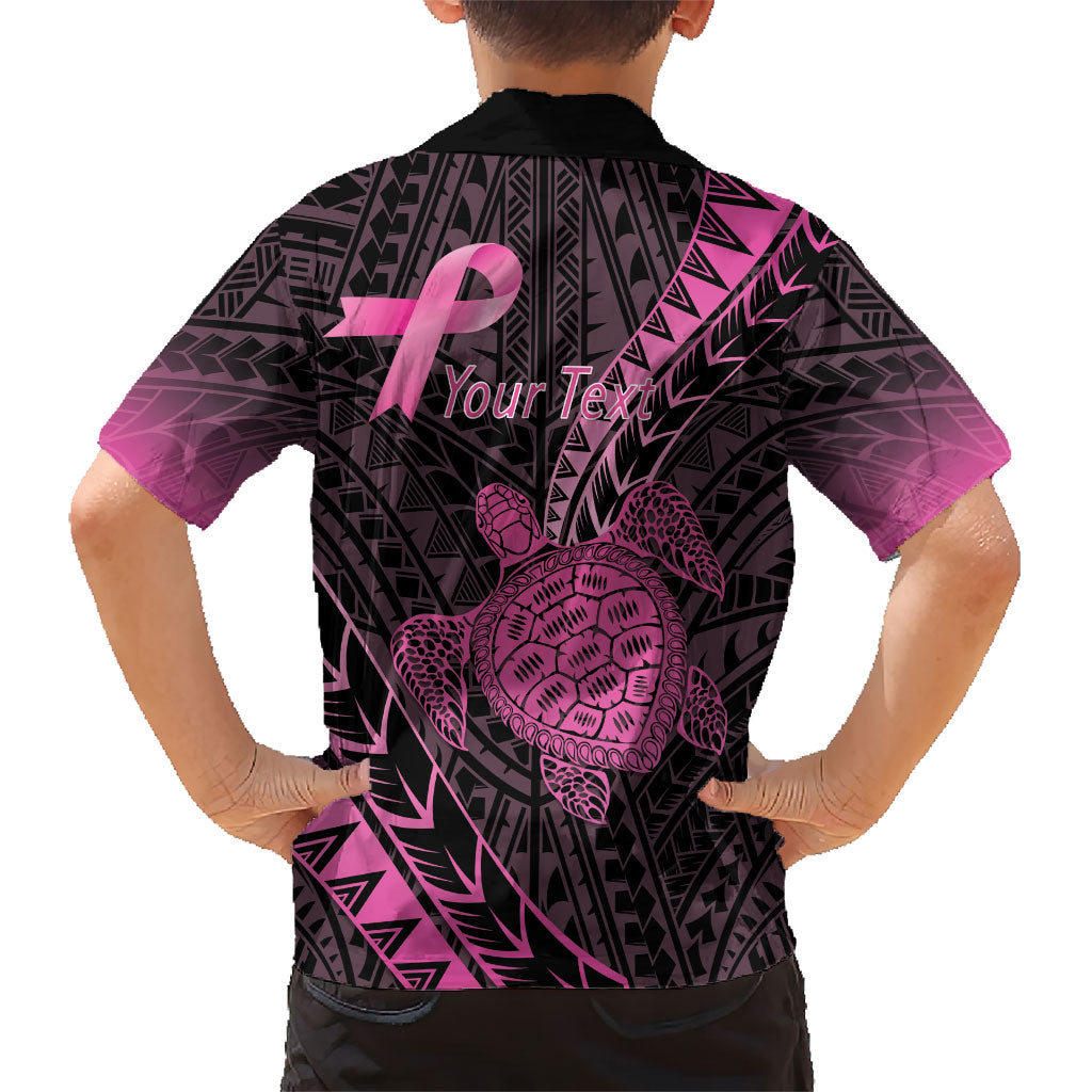 Breast Cancer Awareness Personalised Family Matching Mermaid Dress and Hawaiian Shirt Pink Ribbon Turtle Polynesian Pattern Black LT22 - Polynesian Pride