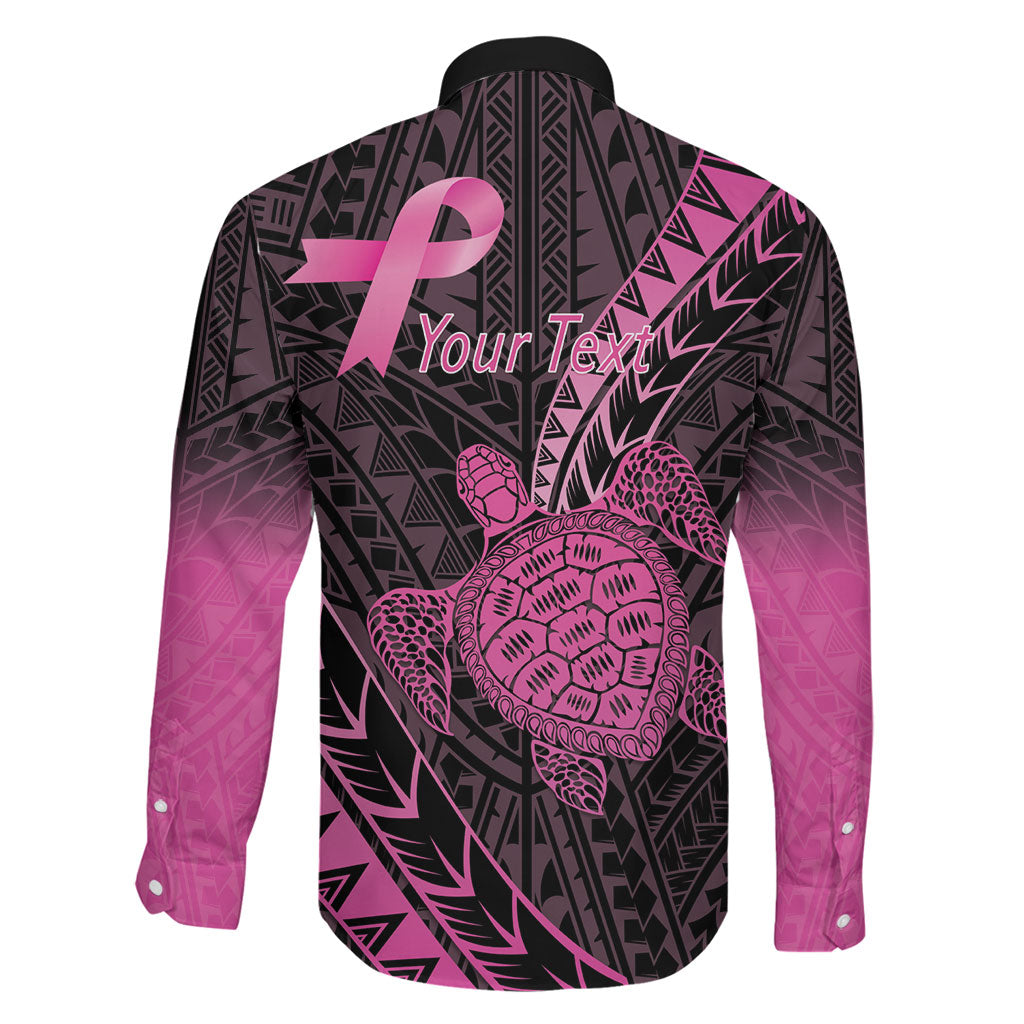 Breast Cancer Awareness Personalised Family Matching Off Shoulder Maxi Dress and Hawaiian Shirt Pink Ribbon Turtle Polynesian Pattern Black LT22 - Polynesian Pride