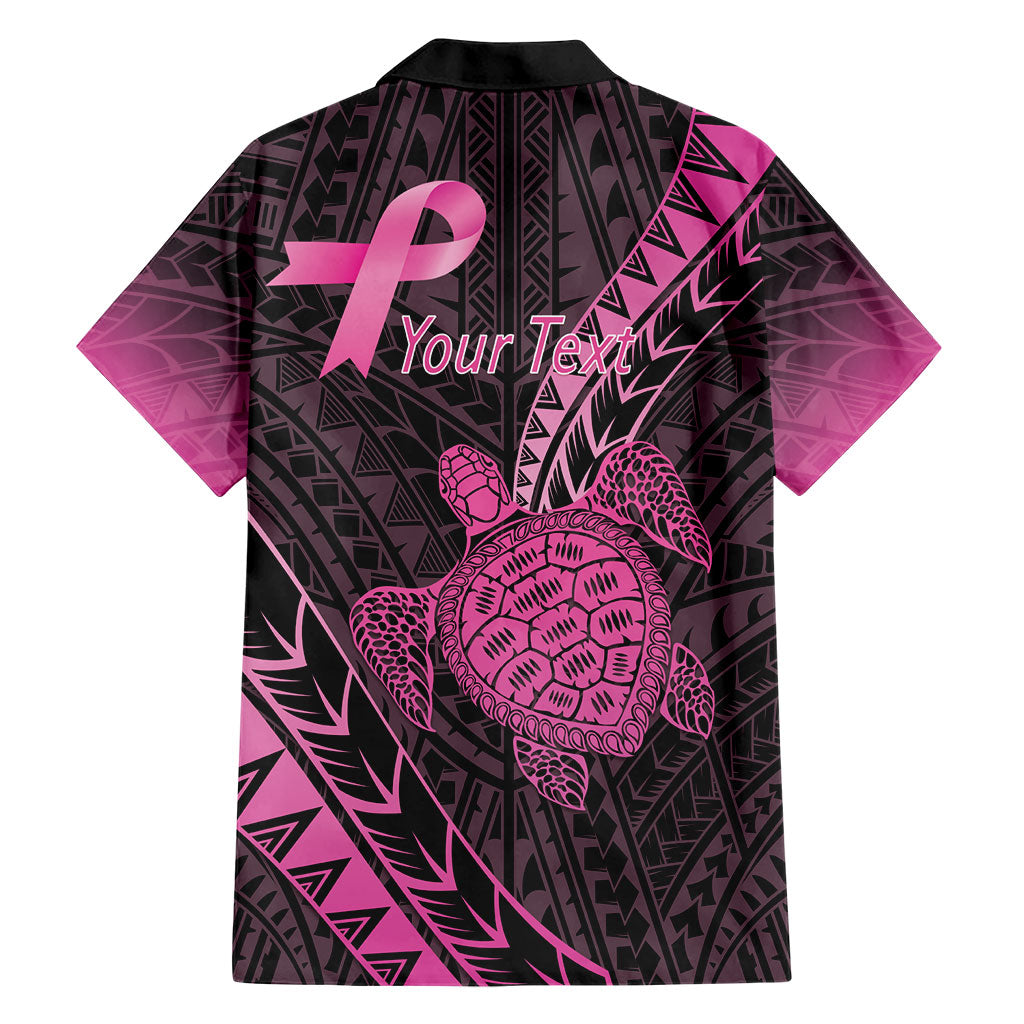 Breast Cancer Awareness Personalised Family Matching Short Sleeve Bodycon Dress and Hawaiian Shirt Pink Ribbon Turtle Polynesian Pattern Black LT22 - Polynesian Pride