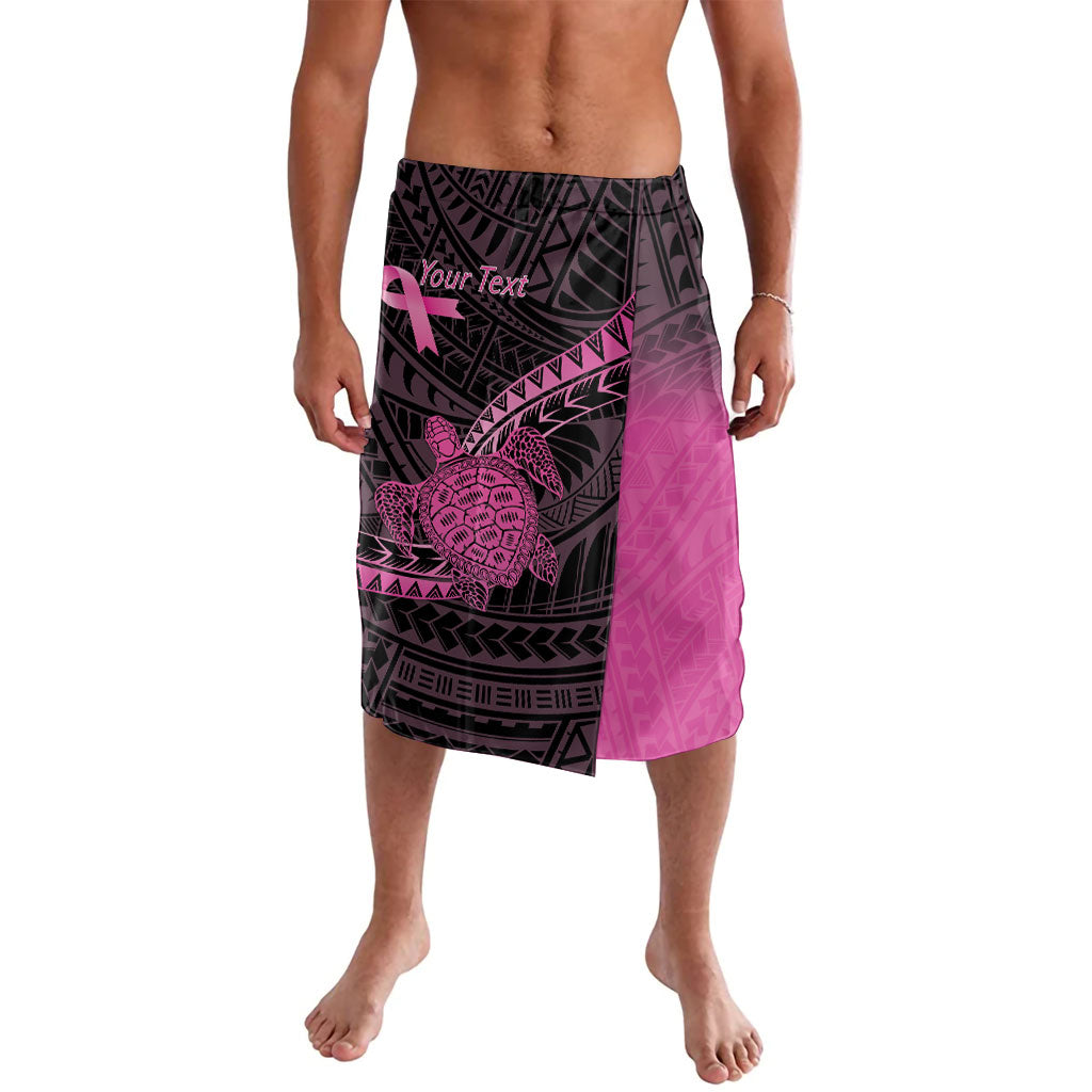 Breast Cancer Awareness Personalised Lavalava Pink Ribbon Turtle Polynesian Pattern Black