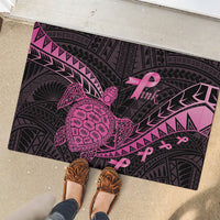 Breast Cancer Awareness Rubber Doormat Pink Ribbon Turtle Polynesian Pattern Black
