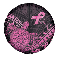 Breast Cancer Awareness Spare Tire Cover Pink Ribbon Turtle Polynesian Pattern Black