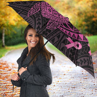 Breast Cancer Awareness Umbrella Pink Ribbon Turtle Polynesian Pattern Black