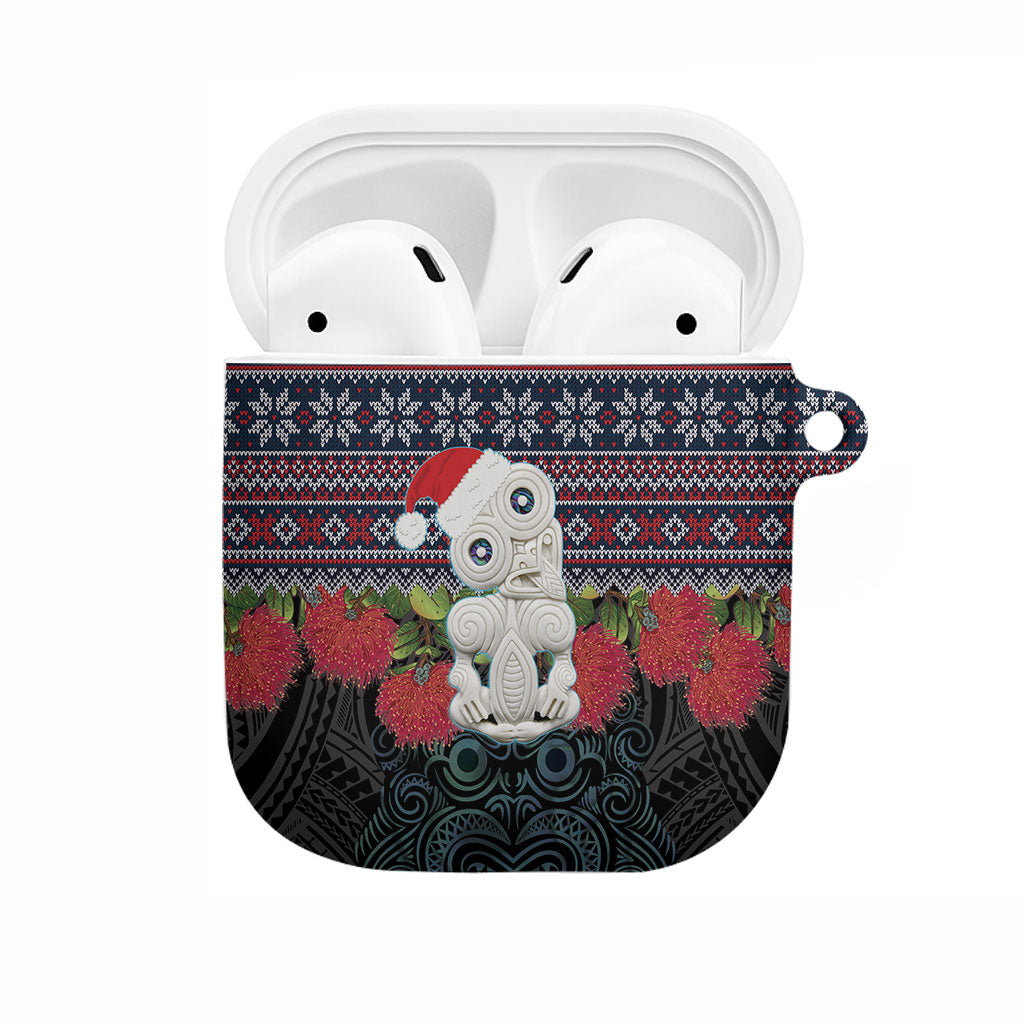 New Zealand Hei Tiki Christmas In July AirPods Case Pohutukawa Santa Xmas Polynesian Pattern LT22 Black - Polynesian Pride