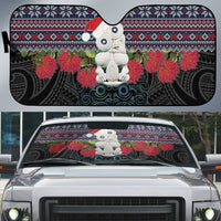 New Zealand Hei Tiki Christmas In July Auto Sun Shade Pohutukawa Santa Xmas Polynesian Pattern