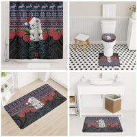 New Zealand Hei Tiki Christmas In July Bathroom Set Pohutukawa Santa Xmas Polynesian Pattern