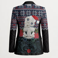 New Zealand Hei Tiki Christmas In July Blazer Pohutukawa Santa Xmas Polynesian Pattern